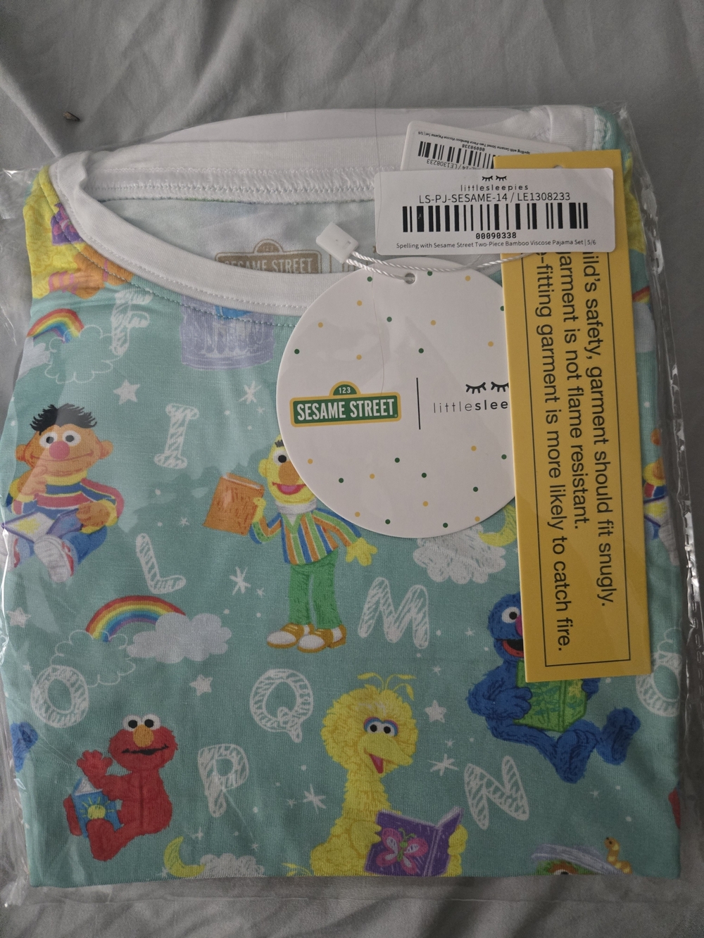 Little Sleepies Sesame Street Pajama Set - Mint with Multicolor Character Print